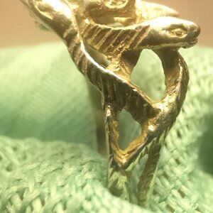 1980s Taxco Mexico Sterling Silver Multi-Head Snake Ring - 925 Brutalist - Size